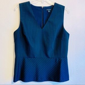 Ann Taylor Sleeveless Black Pinstripe Career Top